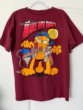 Garfield Shirt Mens Large Go Ahead Make My Day Single Stitch Vintage 90s